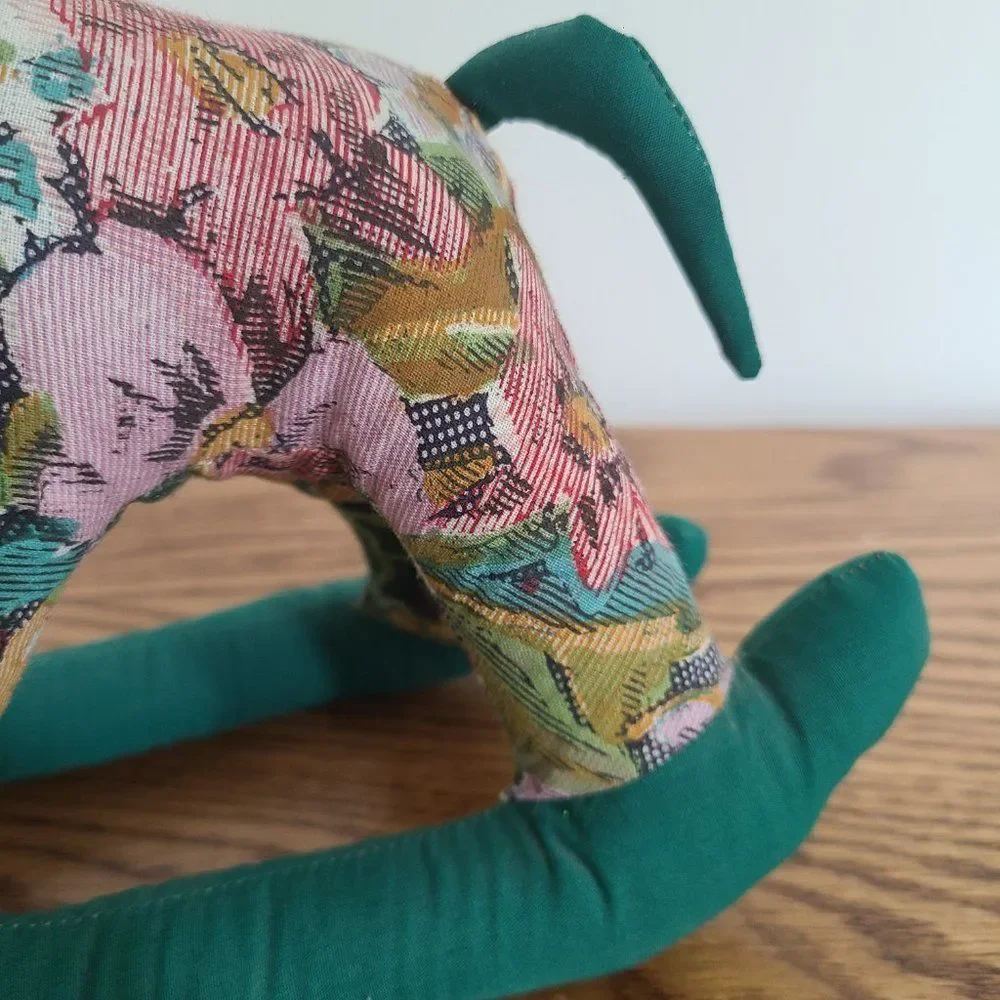 Vintage Cloth Handcrafted Mini Rocking Horse Plush Floral Fabric Tapestry Look